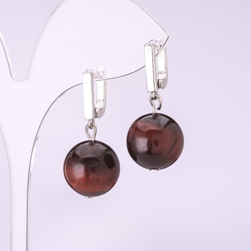"Elegant" Earrings Bull's Eye Smooth Ball, 14mm Diameter