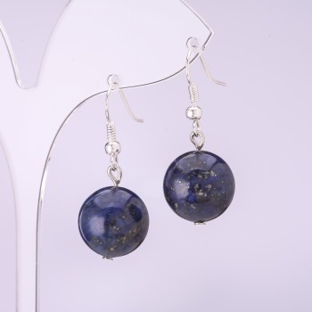 Lapis Lazuli Smooth Ball Earrings, 12mm diameter