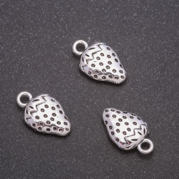 Finding Strawberry Pendant, diameter 17x10mm, inner diameter mm, pack 20g +/-12pcs
