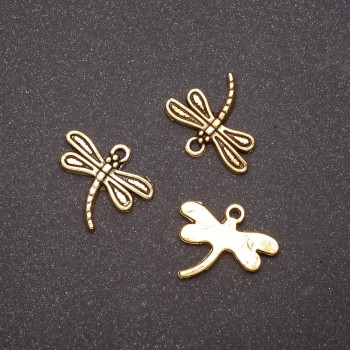 Findings Dragonfly Pendant 17x15mm, diameter in-1.5mm, pack 20g +/-22 pcs