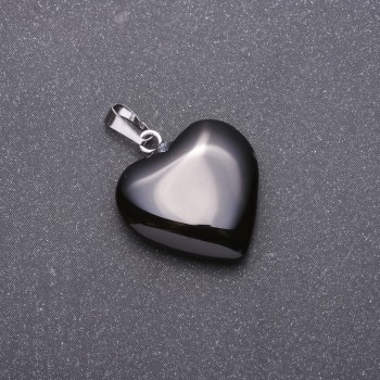 Heart Pendant, Natural Agate Stone, 28x19x19mm (+/-)