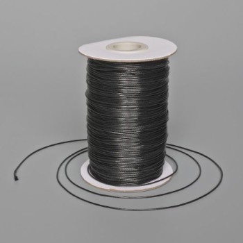 Black Waxed Cord for Crafts, 1 mm diameter, 150 m length spool