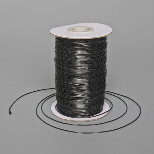 Black Waxed Cord for Crafts, 1 mm diameter, 150 m length spool