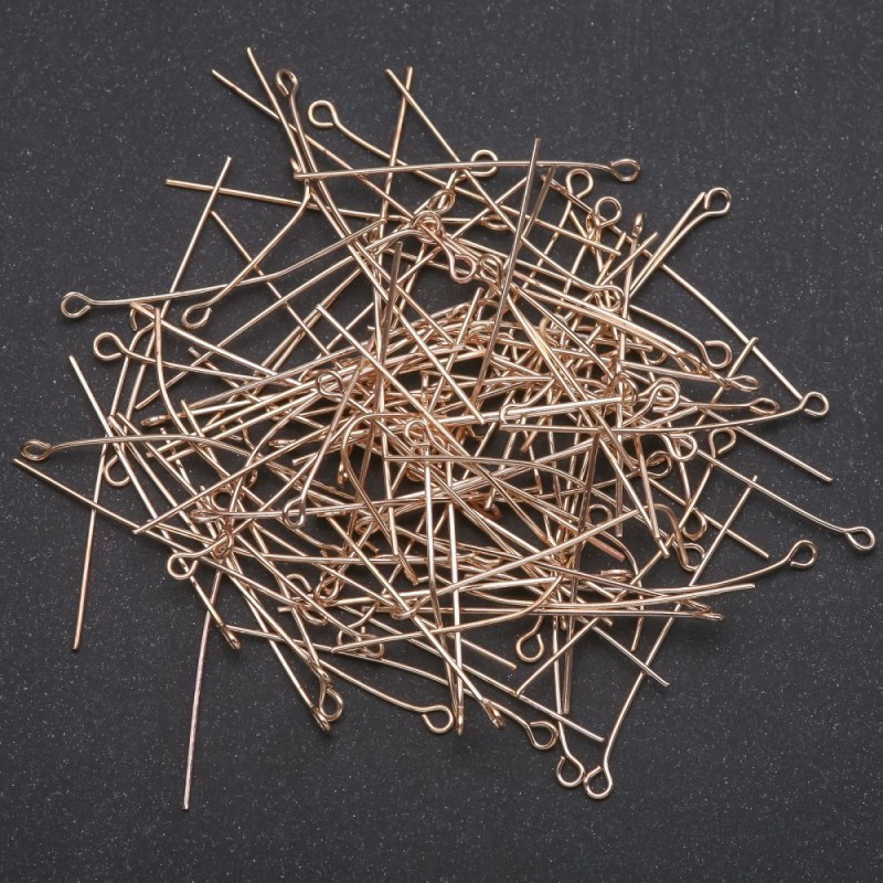 Pin with Loop for Jewelry Making, 40mm length, yellow metal color, 0.5 kg