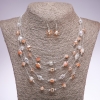 Earrings and Necklace Set "Strings of the Soul" champagne cube beads, diameter 5-8mm, length 45-50cm