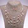 Earrings and Necklace Set "Strings of the Soul" champagne cube beads, diameter 5-8mm, length 45-50cm