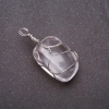 Tumbled Natural Rock Crystal Pendant in Silver-Tone Wire Wrap, 20x20mm (+/-)