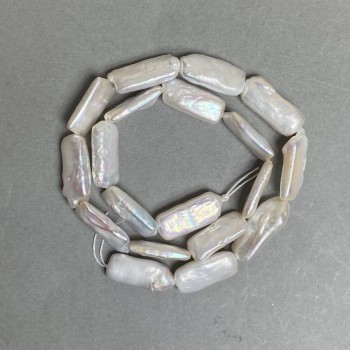 Baroque Pearl Beads on Strand with "Gasoline" Sheen, Warm Tone, Diameter 10x21mm, Length 41cm(+-)