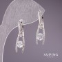 Xuping Earrings with White Stones 28x7mm Rhodium