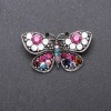 Sale! Sale! Butterfly Brooch with Multicolor Rhinestones 43x25mm Gray Metal