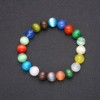 Natural Cat's Eye Stone Bracelet Multicolor Smooth Round Bead, 10mm Diameter, 18cm Length on Elastic