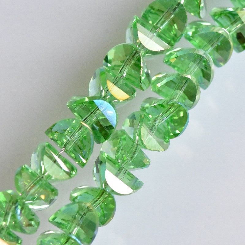 Crystal Beads Swarovski-Style, light green with light "petrol" coating, 6x4mm diameter, 50cm strand