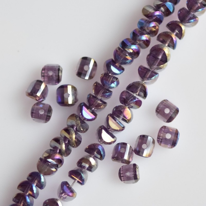 Crystal beads in "Swarovski" style, lilac with gold "petrol" coating, diameter 2.5x4mm strand, length 48cm