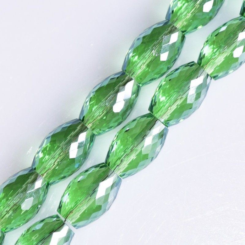 Faceted Crystal Beads, Light Green, Diameter 8x12mm, Thread, 70cm Length
