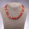 Natural Carnelian Stone Necklace, smooth round beads, 10mm diameter, 45cm length