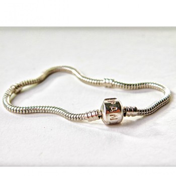 PANDORA-Style Bracelet Base, 16cm, with Clip Clasp and Logo