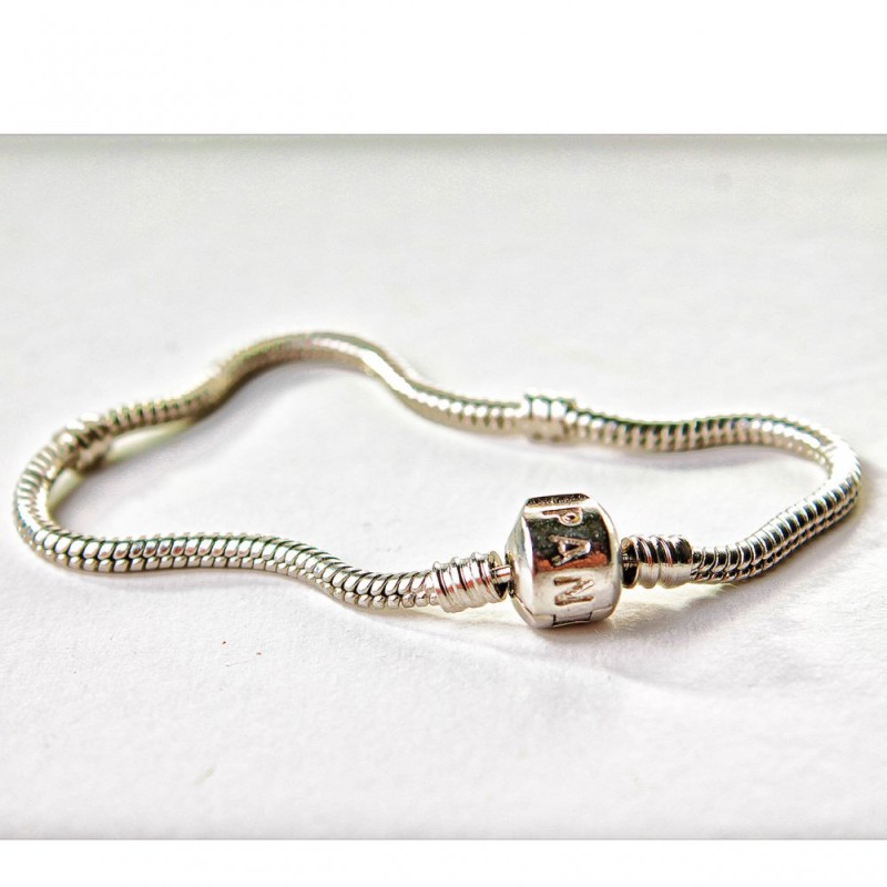 PANDORA-Style Bracelet Base, 16cm, with Clip Clasp and Logo