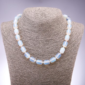 Moonstone (Synthetic) Necklace, barrel shape, diameter 10x14mm+/-, length 45cm+