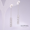 Xuping Rhodium Earrings with White Stones and White Rhinestones 50x5mm