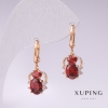 Xuping Spider Earrings, 18K Gold Plated, with Red Stone and White Rhinestones, 25x10mm