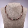 Rhodonite Necklace, faceted bead, diameter 8mm, length 45cm