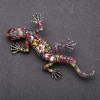Lizard Brooch with Colorful Rhinestones on Gray Metal 66x34mm