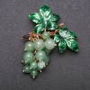 Grape Cluster Brooch with Natural Jade Stone Metal 60x45mm