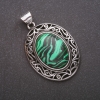 Pendant Malachite (Pressed) in Antique-Style Setting 33x40x52mm