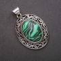 Pendant Malachite (Pressed) in Antique-Style Setting 33x40x52mm