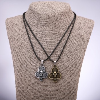 Matching Friendship Pendants Clubs with Skulls, 42-48cm Length, 25x35mm Diameter