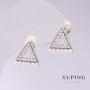 Xuping Triangles with White Majorca Pearl Earrings 13x13mm Rhodium