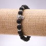 Elastic Bracelet Shungite (Synthetic) Skull, Diameter 8mm, Length 18cm+
