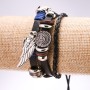 Eco Leather Bracelet Wing, Adjustable, Length 18-24cm, Black