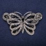 Sale! Butterfly Brooch with Black Rhinestones, 39x67mm, Silver-Tone Metal