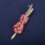 Sale! Violin Music Brooch, Burgundy Enamel, 65x17mm, Gold-Tone Metal