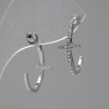 Cross Design Hoop Stud Earrings with Rhinestones / Silver-Tone Metal / 35 x 12mm