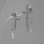 Half-Hoop Cross Stud Earrings with Prong-Set Rhinestones / Silver-Tone Metal / 35 x 7mm
