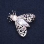 Sale! Butterfly Brooch, Silver-Tone Metal with Bead, Rhinestones and Crystal, 34x35mm+