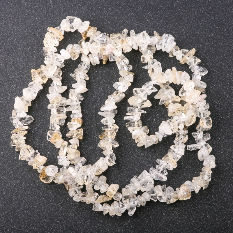Rutilated Quartz Chip Beads, Diameter 8 +/-mm, Length 80cm