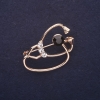 Stethoscope Brooch with Rhinestones, Black White, 37x26mm, Gold-Tone Metal