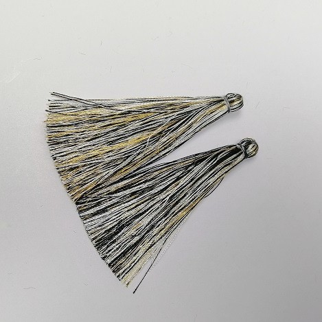 Craft Tassel Blank "Black-White-Yellow Stripe", length 7cm, diameter 7mm, pair