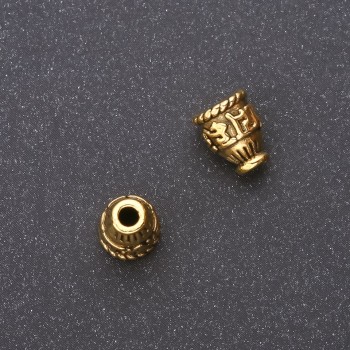 Bead Cap Finding 9x7x4mm, Inner Diameter 2.5-4mm, 20g Pack (24pcs +/-), Antique Gold Color