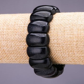 Aventurine (Synthetic) Bracelet, Blue Sand Cairo Night, link 25x12+/-mm, length 18cm, on elastic