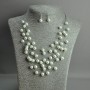 Necklace and Earrings Set "On the Strings of the Soul", Imitation Pearls on Wire, Length 50 cm