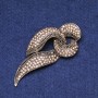 Clearance! Bow Brooch with Rhinestones, Gold-Tone Metal, 38x80mm