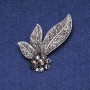 Clearance! Leaves Brooch with Rhinestones, Gray Metal, 60mm