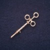 Syringe Brooch with Rhinestones, Gold-Tone Metal 17x45mm