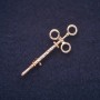 Syringe Brooch with Rhinestones, Gold-Tone Metal 17x45mm
