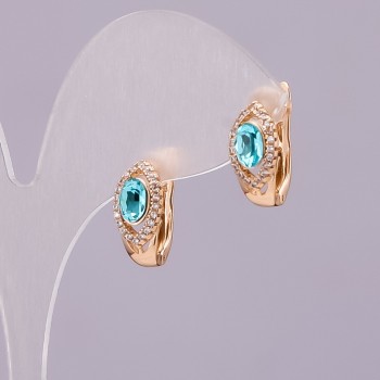 Xuping Earrings with Swarovski Crystals, Blue, Diameter 15x8mm, Gold-Plated