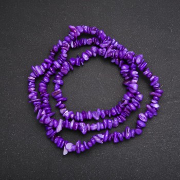 Beads on Fishing Line, Tinted Mother-of-Pearl Chips, Diameter 7 (+/-) mm, Length 80cm